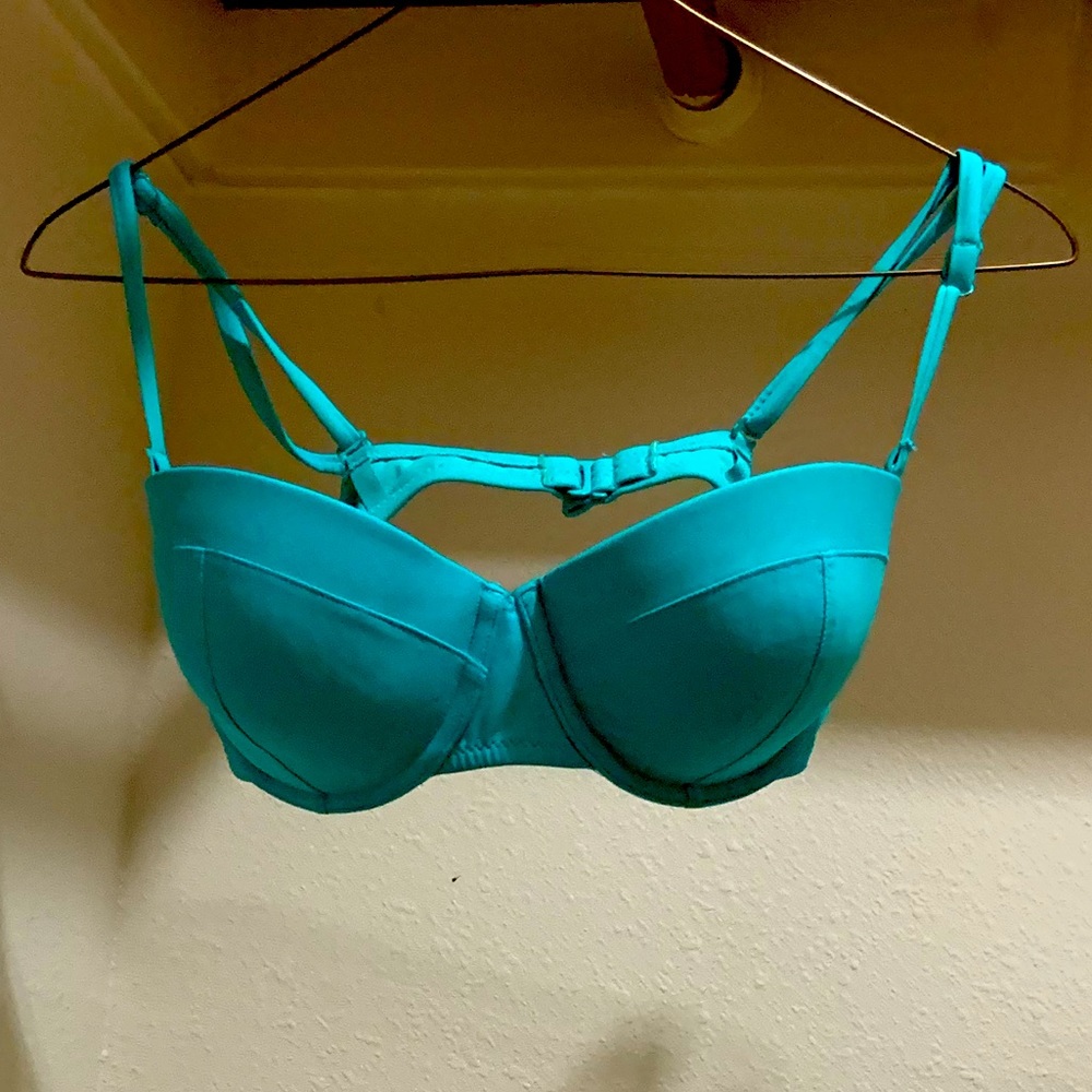 Turquoise bikini top.